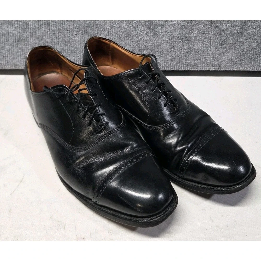 ALLEN EDMONDS Byron Black Leather Oxford Cap Toe Dress Shoes Lace Up Size 10 D
